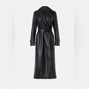 Derek Lam Black Faux Leather Trench Coat Elegant Black Women's Trench Coat